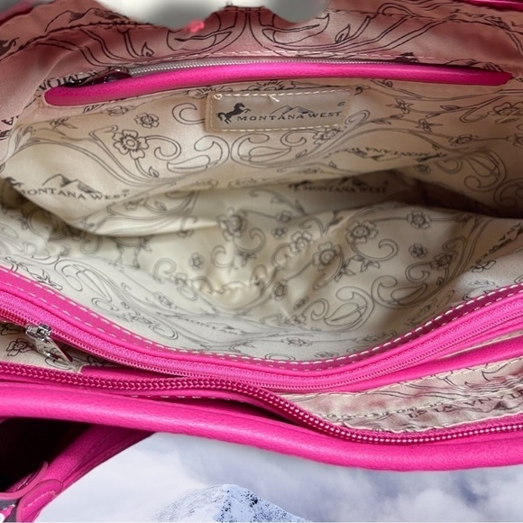 Nwot Montana West Tooled Concealed Handgun Studded Satchel Purse Pink - Picture 12 of 15
